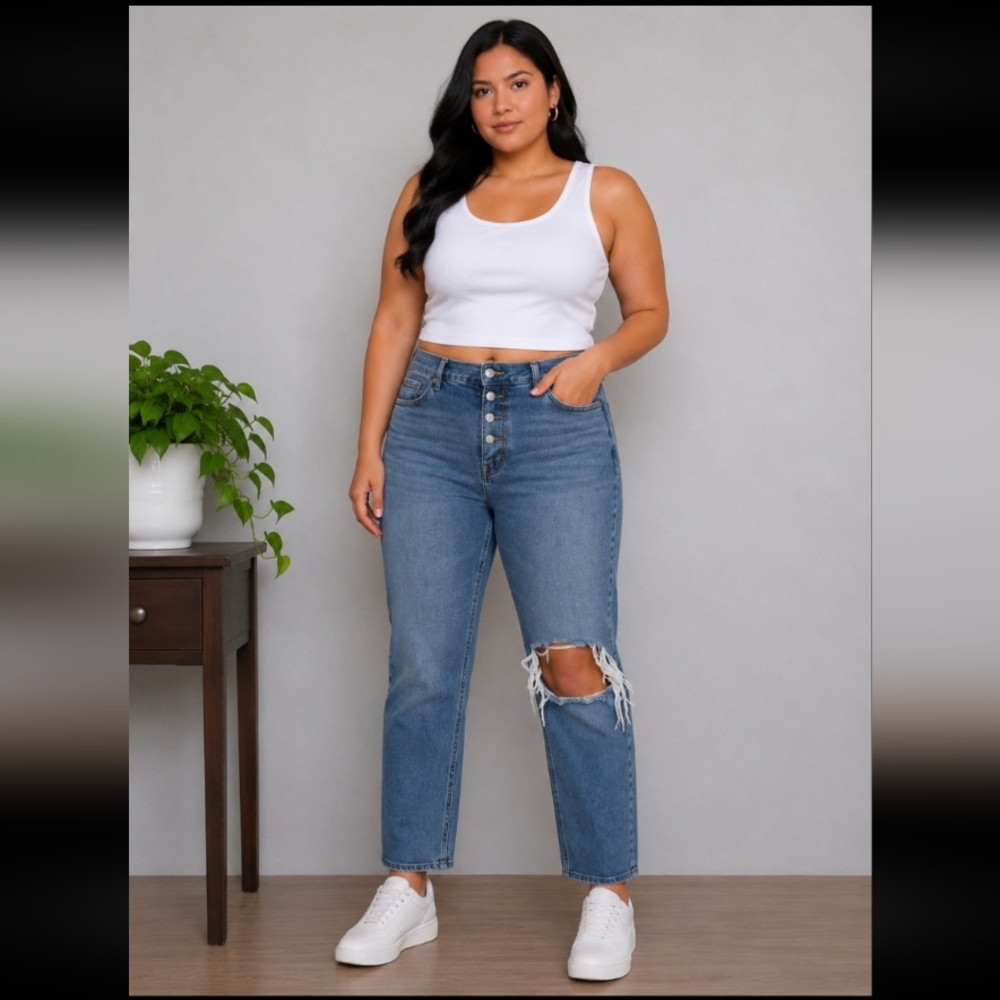 PACSUN Ultra High Rise Slim Distressed Button Fly Jean 23